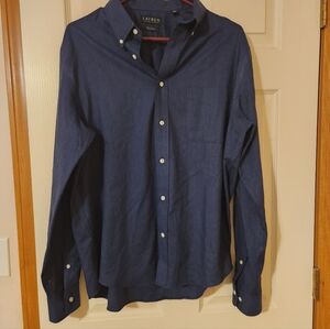 Lauren Ralph Lauren Black Label Men's Button Down Shirt Size L Soft Stretch Blue